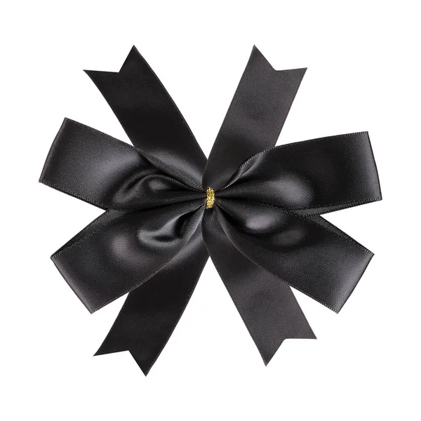 Decorative Black Silk Bow Ribbon Isolated White Background Stock